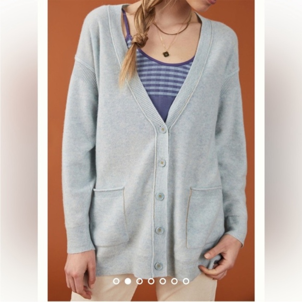 PILCRO Anthropologie 100% Cashmere Oversized‎ Baby Blue Cardigan XS